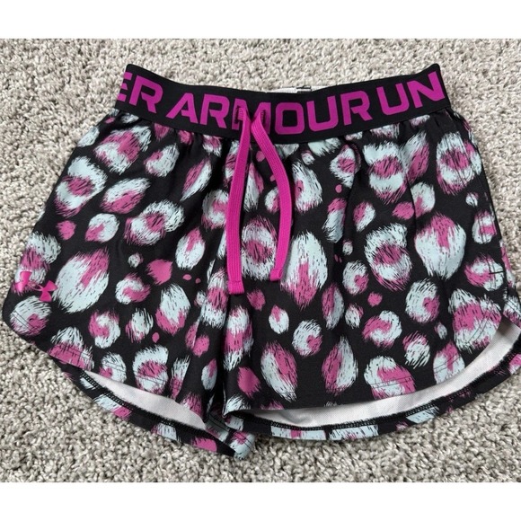 Under Armour Heat Gear Shorts Stretch Athletic Running Girls Youth Medium - Picture 1 of 4